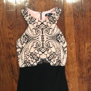 Black and White Sheath Cocktail Dress Sleeveless Halter